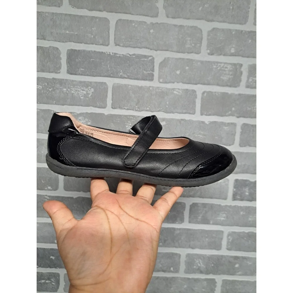 Olive & Edie Mary Jane Black Flat Shoes‎ Girl's Adjustable Strap Size 4M